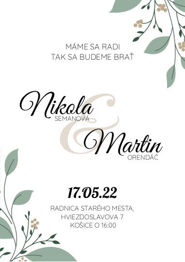 Svadobné oznámenie bude svadba